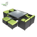 cube rattan weaving with aluminum frame dining set